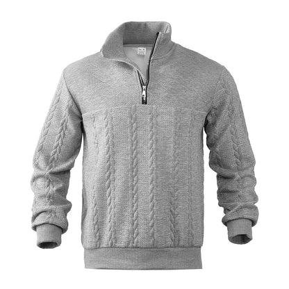 Sporty fleece pullover for men with high collar and stylish braided design Chic und Stil
