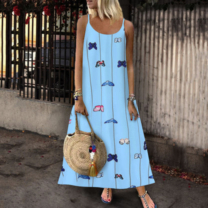 Robe maxi florale pour femmes avec des bretelles spaghetti Chic und Stil