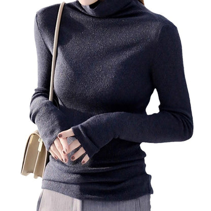 Haut à col roulé étincelant à manches longues pour femmes Chic und Stil