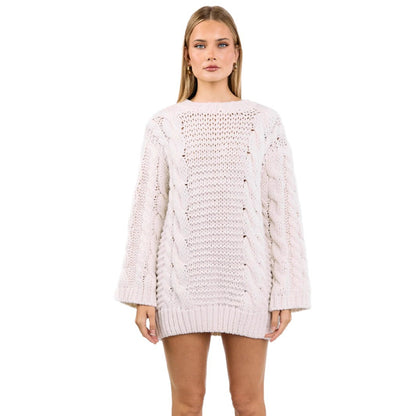 Pull en gros tricot pour femmes avec un motif torsadé à la mode et une coupe décontractée Chic und Stil
