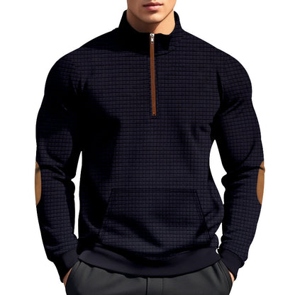 Sporty pullover for men with half-zip closure and textured surface Chic and Style