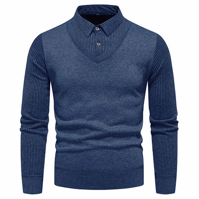 Pull en maille élégant pour homme avec décolleté en V et manches structurées Chic und Stil