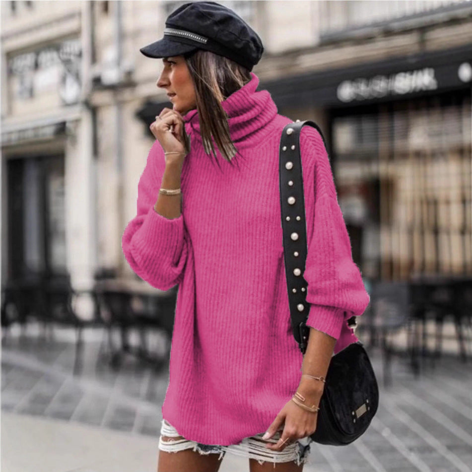 Pull femme avec col montant et gros motif en tricot Chic und Stil