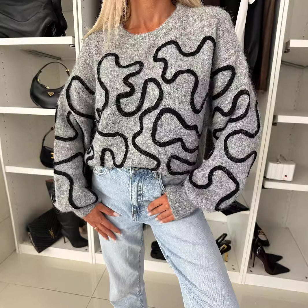 Pull en tricot douillet pour femmes avec motif créatif Chic und Stil