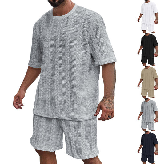 Hommes ensemble en tricot confortable avec haut court et shorts Chic und Stil