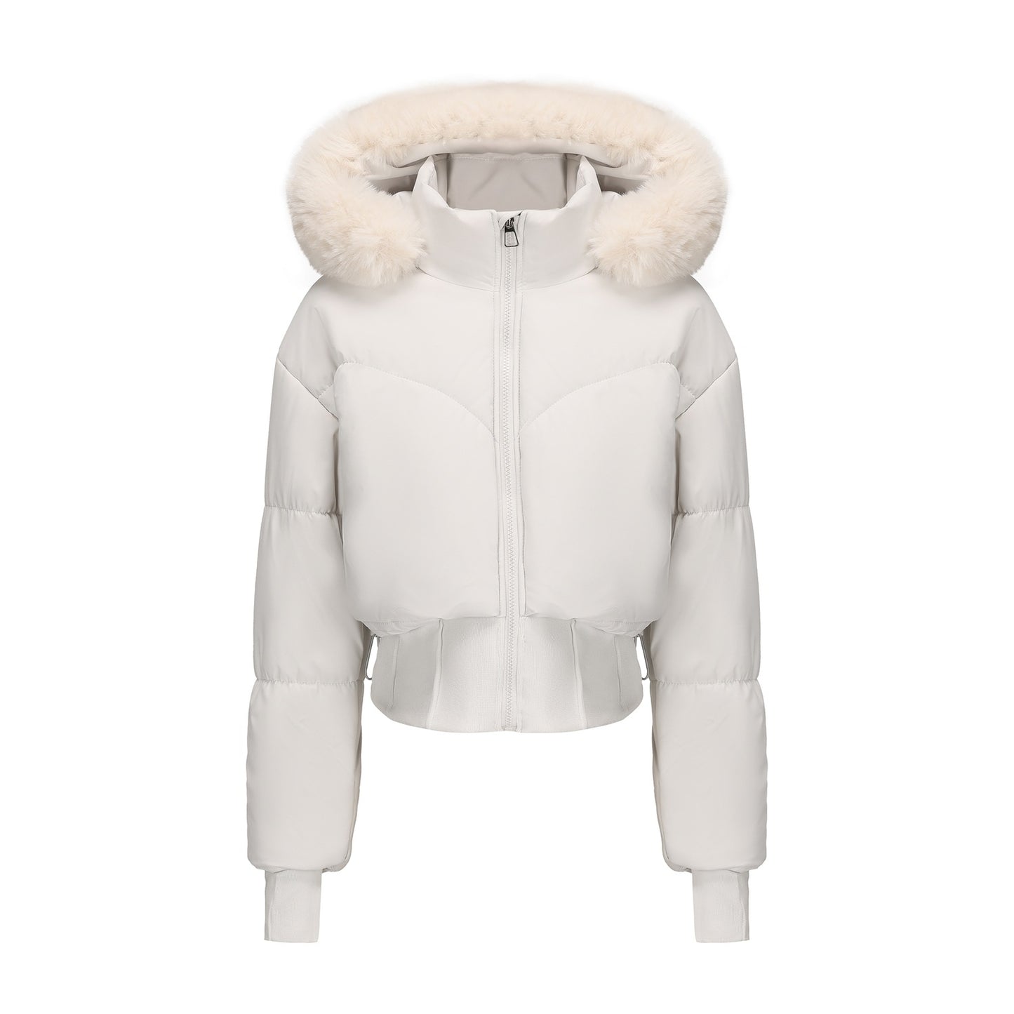 Short lined jacket for women with removable hood and warm faux fur collar Chic und Stil