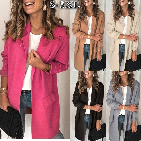 Dames élégante long manteau avec poches Chic und Stil