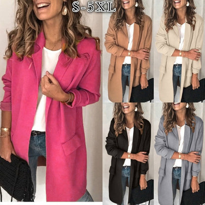 Dames élégante long manteau avec poches Chic und Stil
