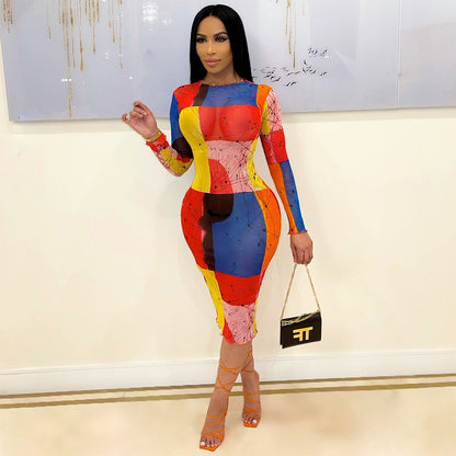 Chic and Stylish Women's Sculpted Long Sleeve Bodycon Dress