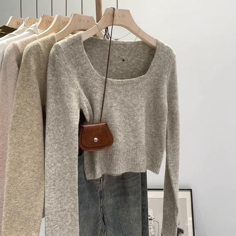 Pull décontracté pour femmes avec encolure carrée et texture fine Chic und Stil