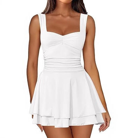 Robe skater pour femmes avec haut froncé et jupe évasée Chic und Stil