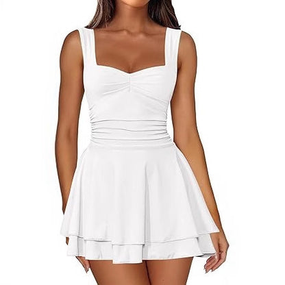 Robe skater pour femmes avec haut froncé et jupe évasée Chic und Stil