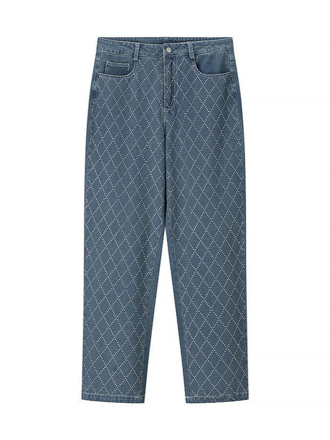 High-waisted jeans for women with a modern plaid pattern Chic and Style