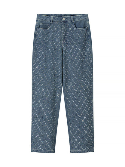 High-waisted jeans for women with a modern plaid pattern Chic and Style
