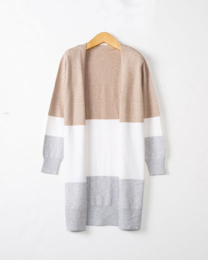 Dames gilet décontracté en tricot avec un motif à rayures modernes et des devant ouverts Chic und Stil