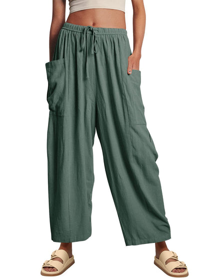 Casual loose linen pants for women with practical pockets and elastic waistband Chic und Stil