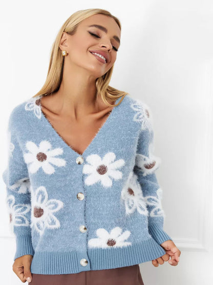 Dame gilet en tricot avec motifs floraux Chic und Stil