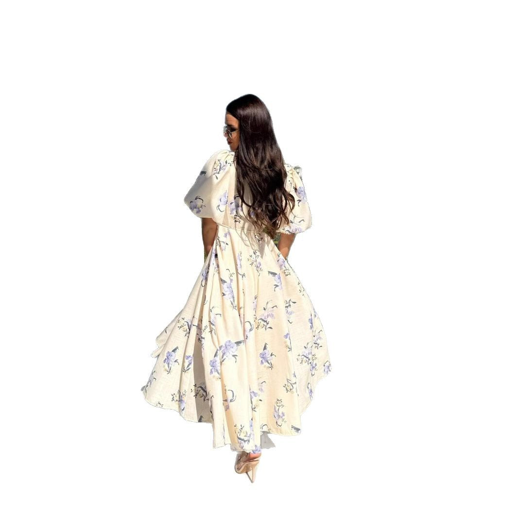 Dames Vintage Floral A-Line Maxi Robe Chic und Stil