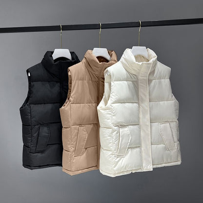 Dames gilet matelassé rembourré avec poches latérales hautes et col moderne Chic und Stil