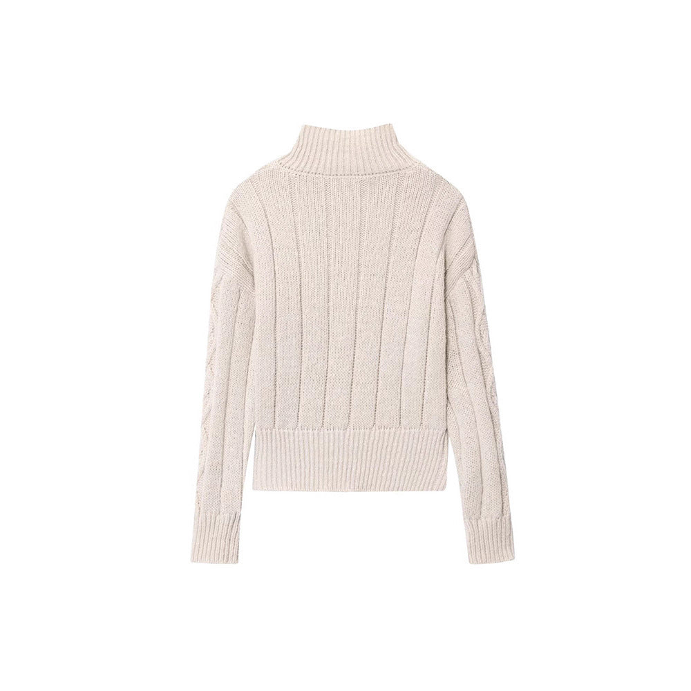 Dame cardigan avec col haut et motif cable détaillé Chic und Stil