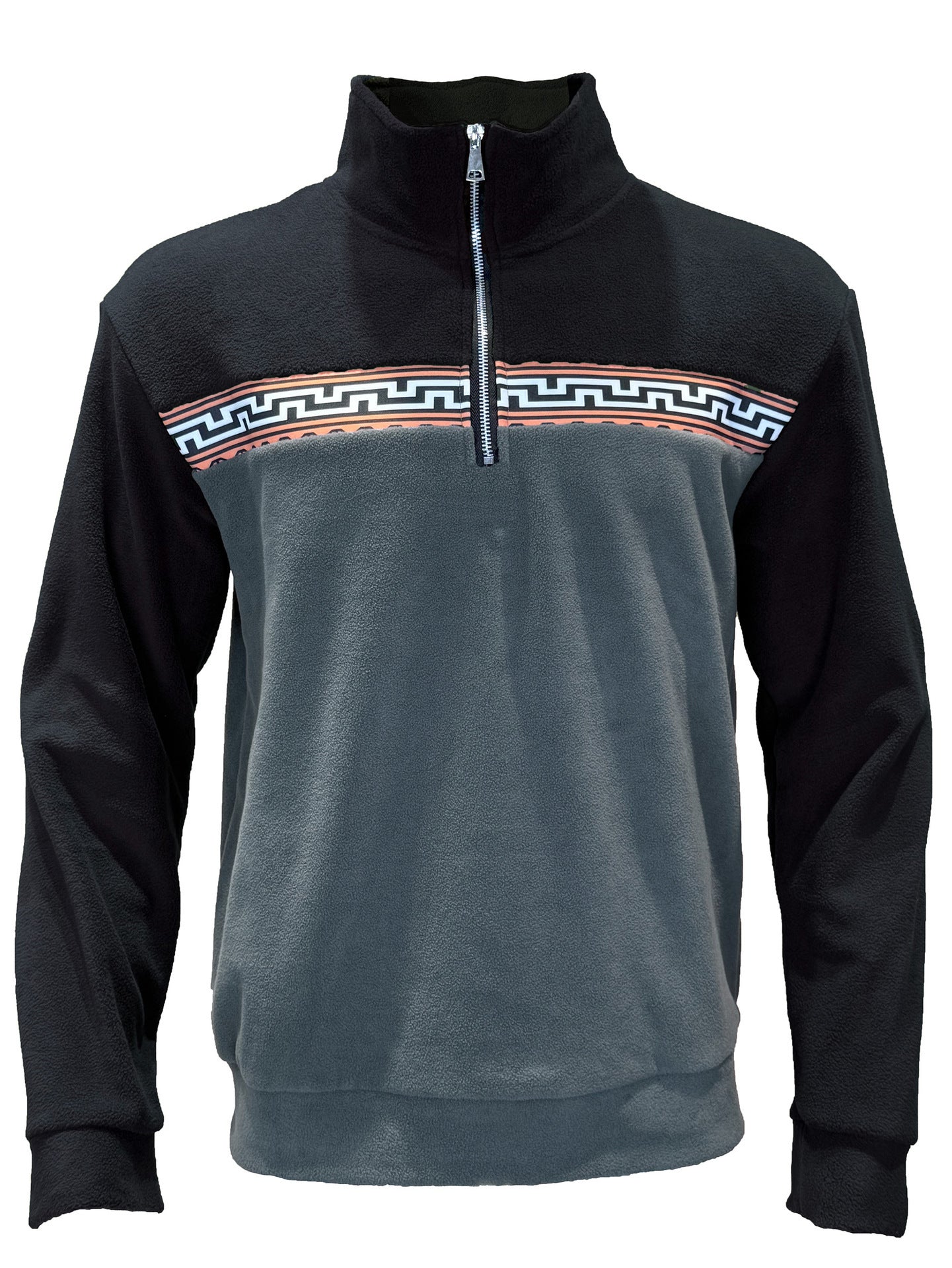 Men's fleece pullover with stylish high neck and contrasting pattern Chic und Stil