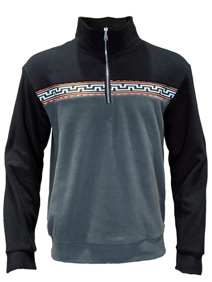 Men's fleece pullover with stylish high neck and contrasting pattern Chic und Stil