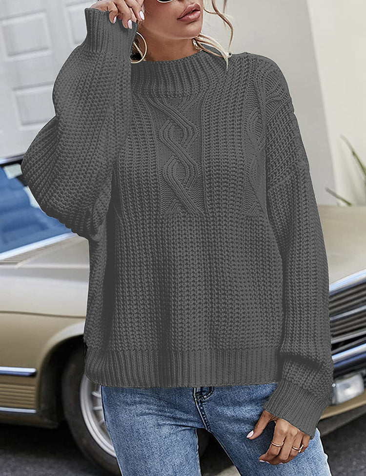 Pull en grosse maille pour femmes avec col haut et motif en relief décoratif Chic und Still