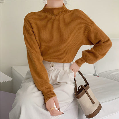 Pull femme tendance avec col montant et structure côtelée Chic und Stil