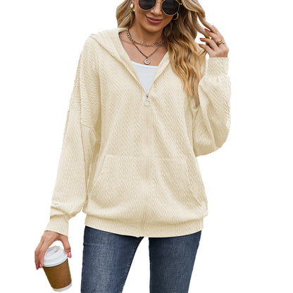 Dames Pull à capuche surdimensionné avec motif texturé et poches pratiques Chic und Stil