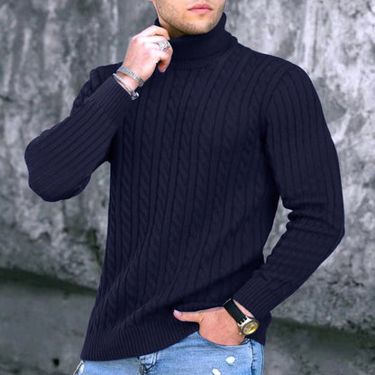 Pull en maille pour hommes à format portrait avec col montant et motif texturé Chic und Stil