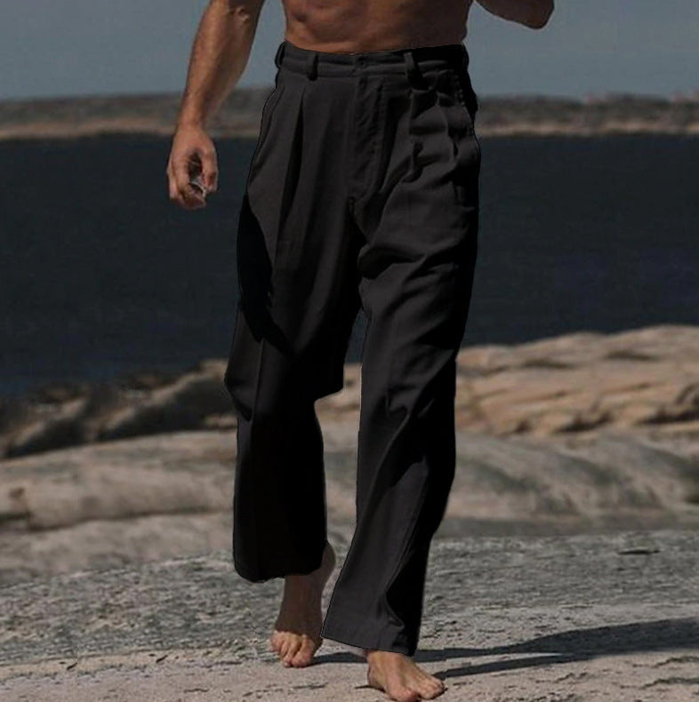 Pantalon en lin élégant pour hommes avec coupe large et grand confort de port Chic und Stil