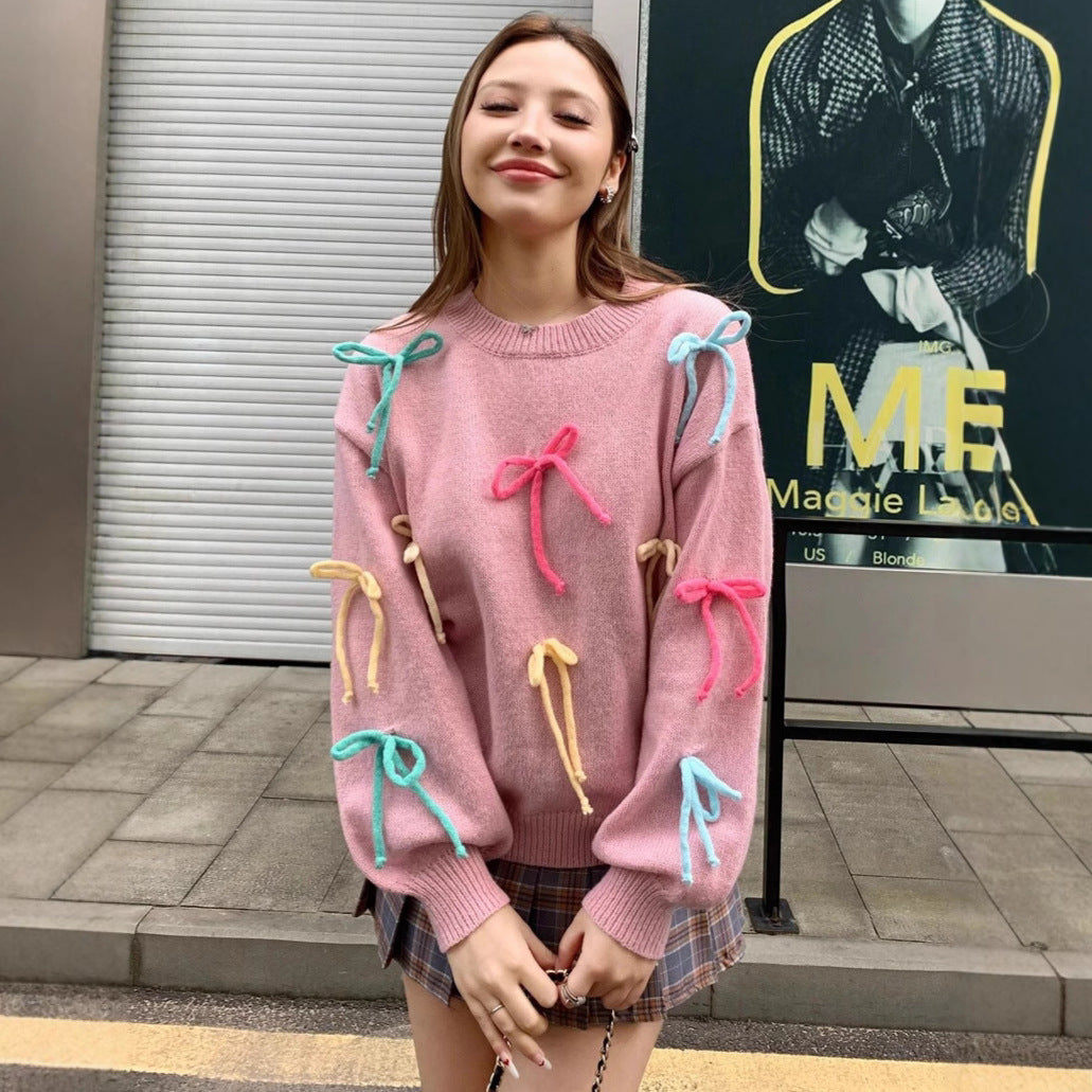 Femme pull en tricot créatif avec des appliqués colorés Chic und Stil