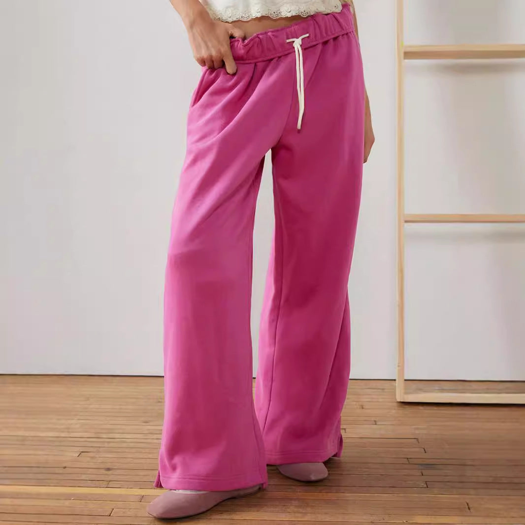 Chic and Stylish wide casual pants for ladies with elastic waist and drawstring