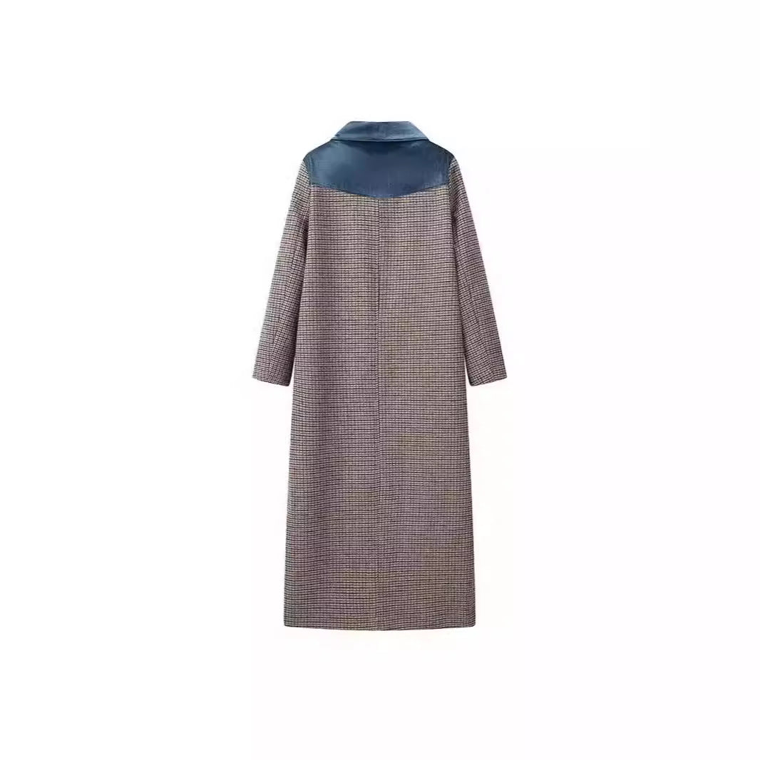 Dames blazer long tendance avec revers en velours Chic und Stil