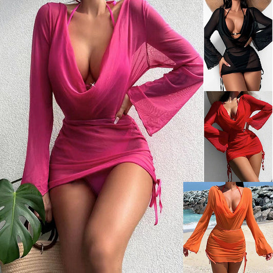 Robe de plage pour dames avec décolleté en V et manches larges Chic und Stil