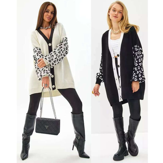 Grand cardigan pour femmes avec motif animal et détails de boutons Chic und Stil