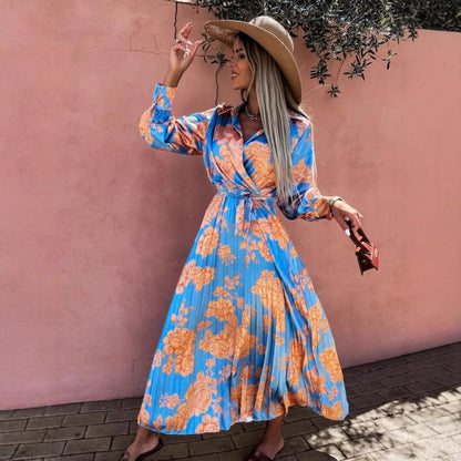 Robe maxi portefeuille à imprimé floral pour femmes Chic und Stil
