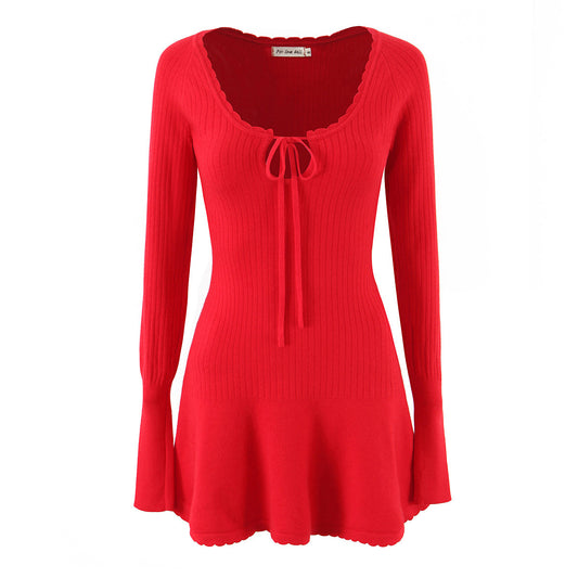 Pull en tricot pour femmes avec un élégant décolleté en V et un joli ourlet à volants Chic und Stil