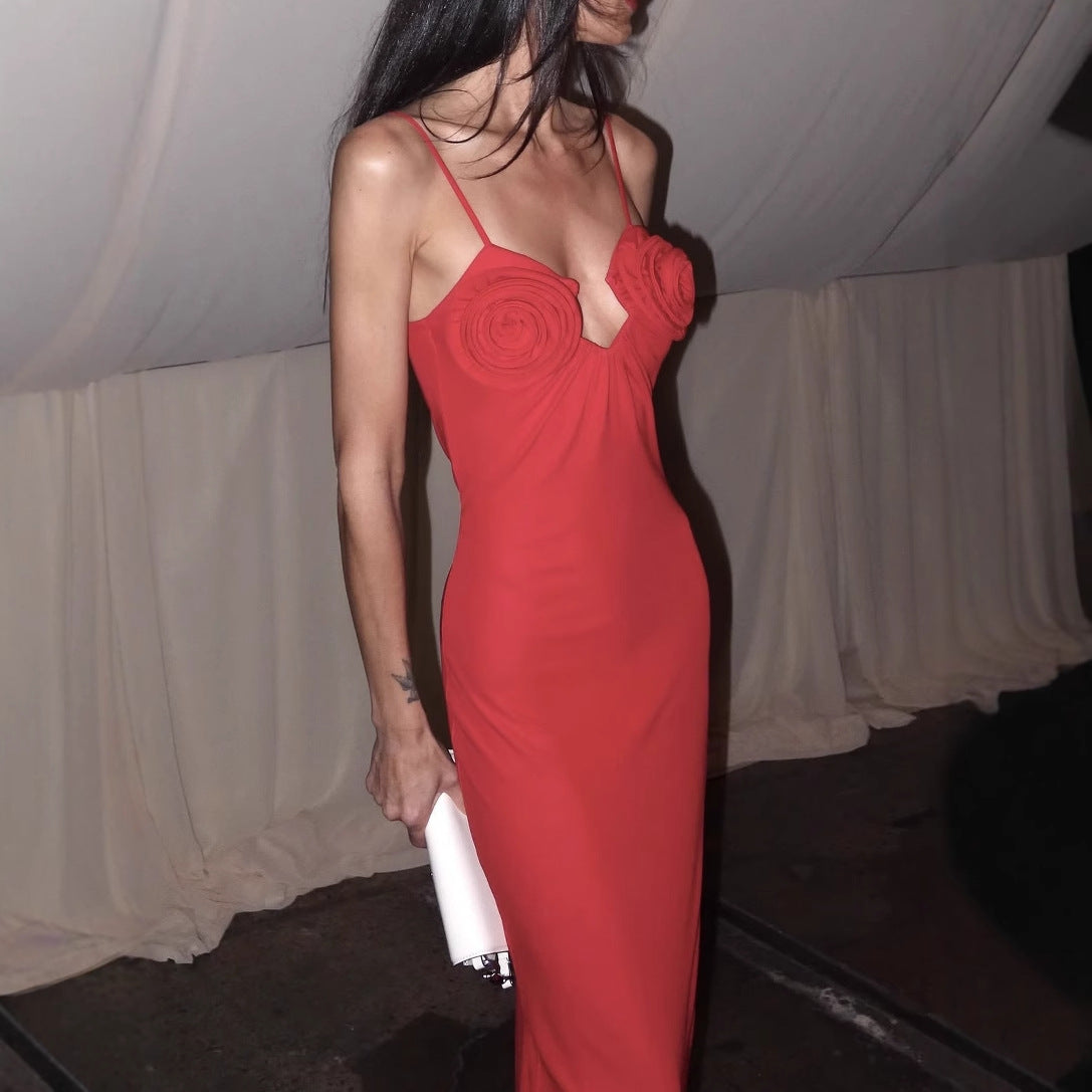 Robe maxi pour dames avec des appliques florales et une coupe élégante Chic und Stil