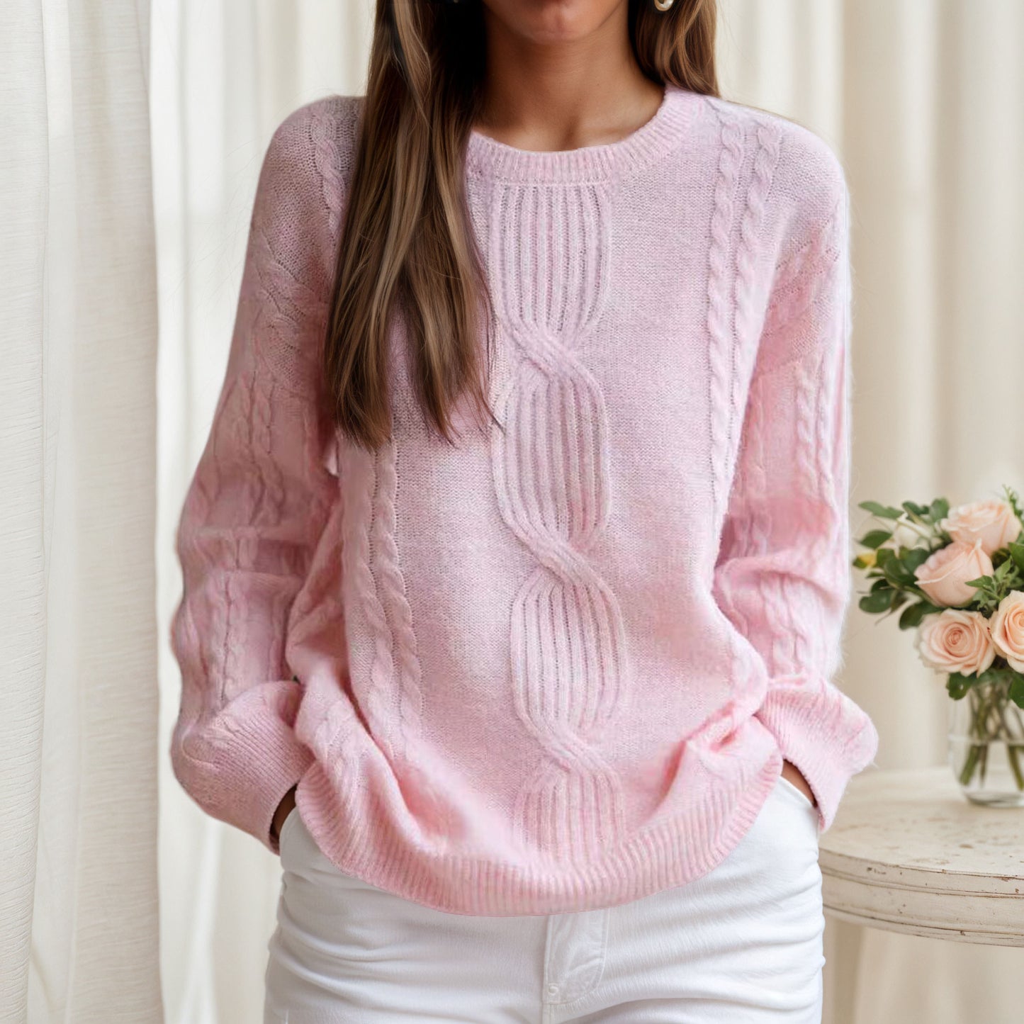 Pull en tricot pour femmes avec motif en relief et coupe décontractée Chic und Stil