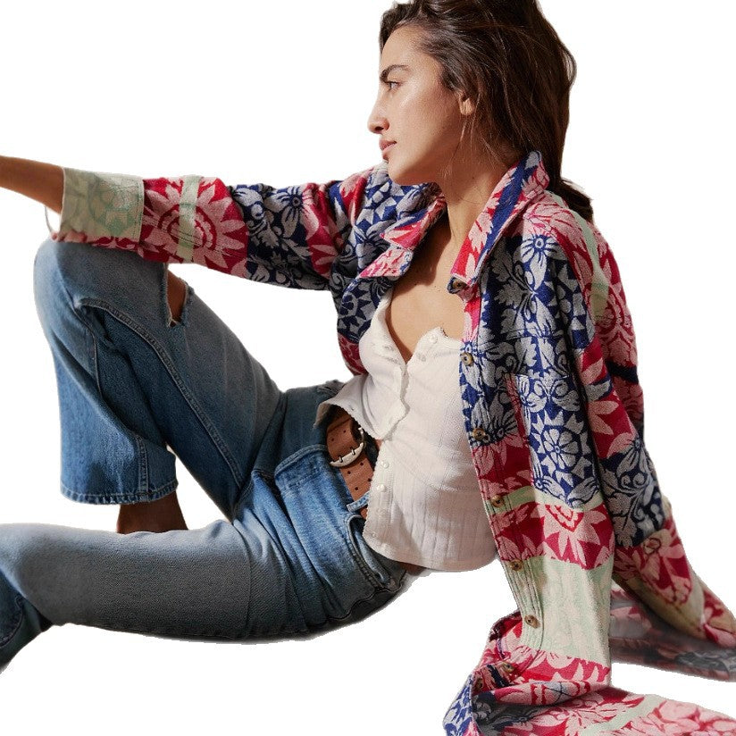 Chemise à motifs en coton pour femmes Chic und Stil