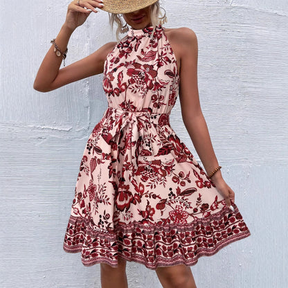 Robe Midi Fleurie Femme avec Design Dos Nu Chic und Stil