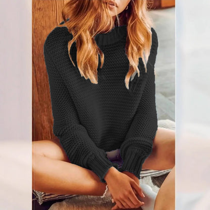 Dames Pull en maille épaisse douce avec col haut et structure tendance Chic und Stil