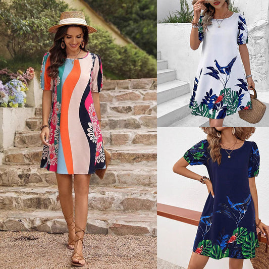 Robe A-ligne pour femmes avec impression tropicale Chic und Stil