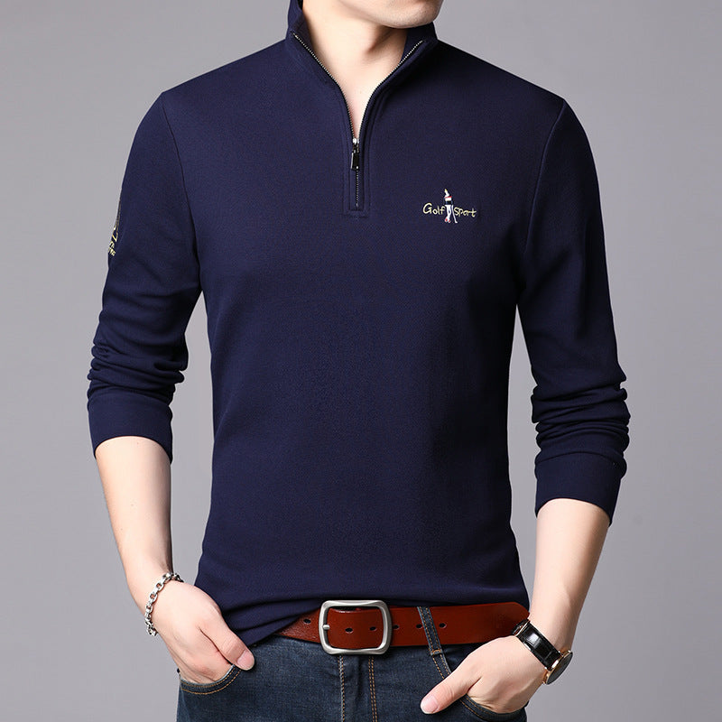 Men's high collar pullover with modern zipper and fine texture Chic und Stil