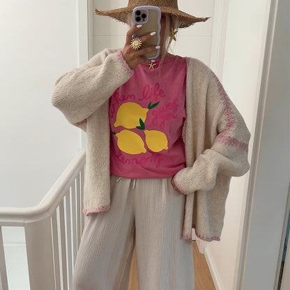 Cardigan en tricot décontracté pour femmes avec des détails de contraste attrayants Chic und Stil