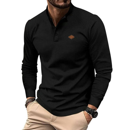 Chemise Henley à manches longues pour hommes avec surface texturée et détails de boutons tendance Chic und Stil