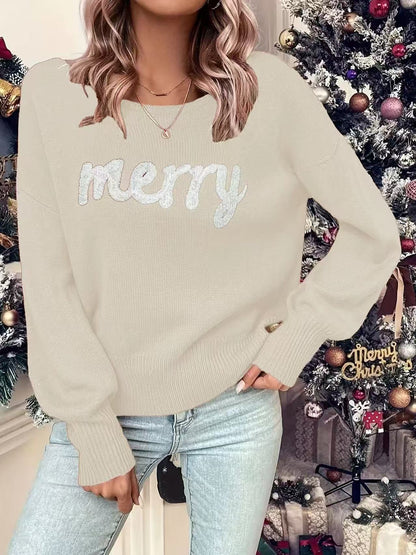 Dames pull festif avec inscription festive Chic und Stil