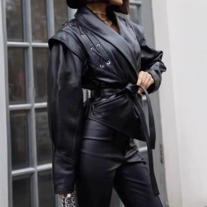 Blazer en cuir designer pour femmes Chic und Stil