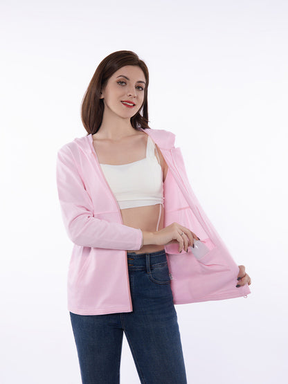 Veste à capuche zippée décontractée pour femmes avec poches fonctionnelles et composition de tissu respirant Chic und Stil